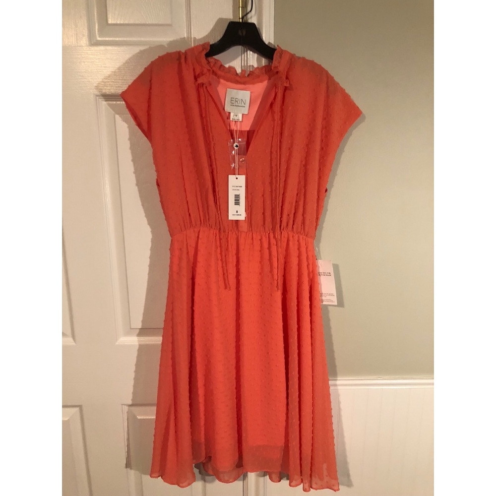 Erin Featherston Coral dotted dress